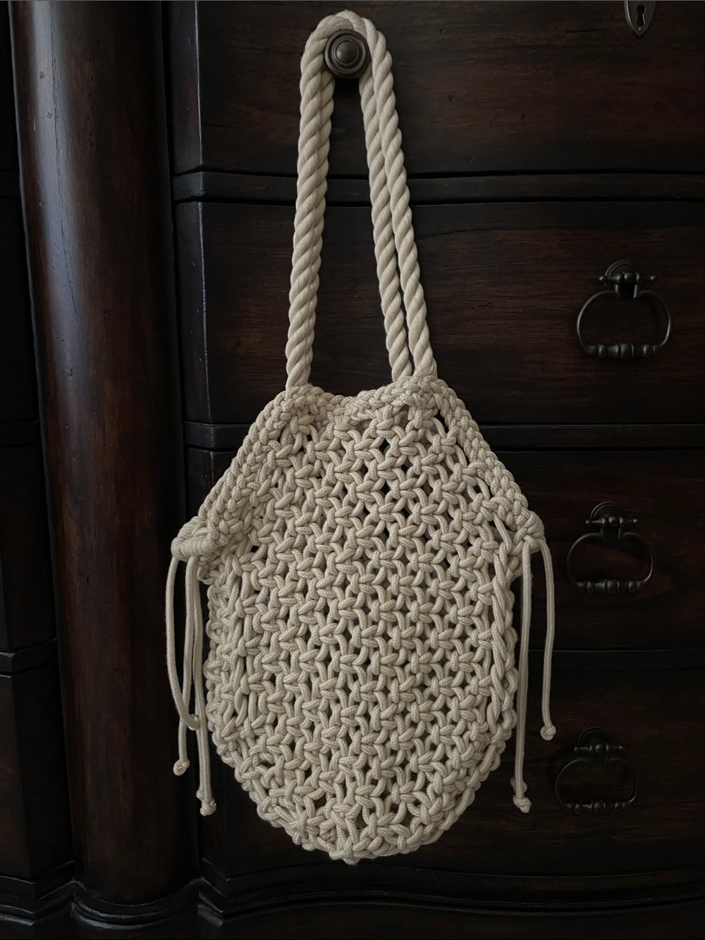 H&M Handwoven Macramé Shoulder Bag - tan. BRAND NEW NEVER USED.